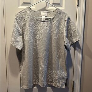 Alfred Dunner Gray Top with White Accents